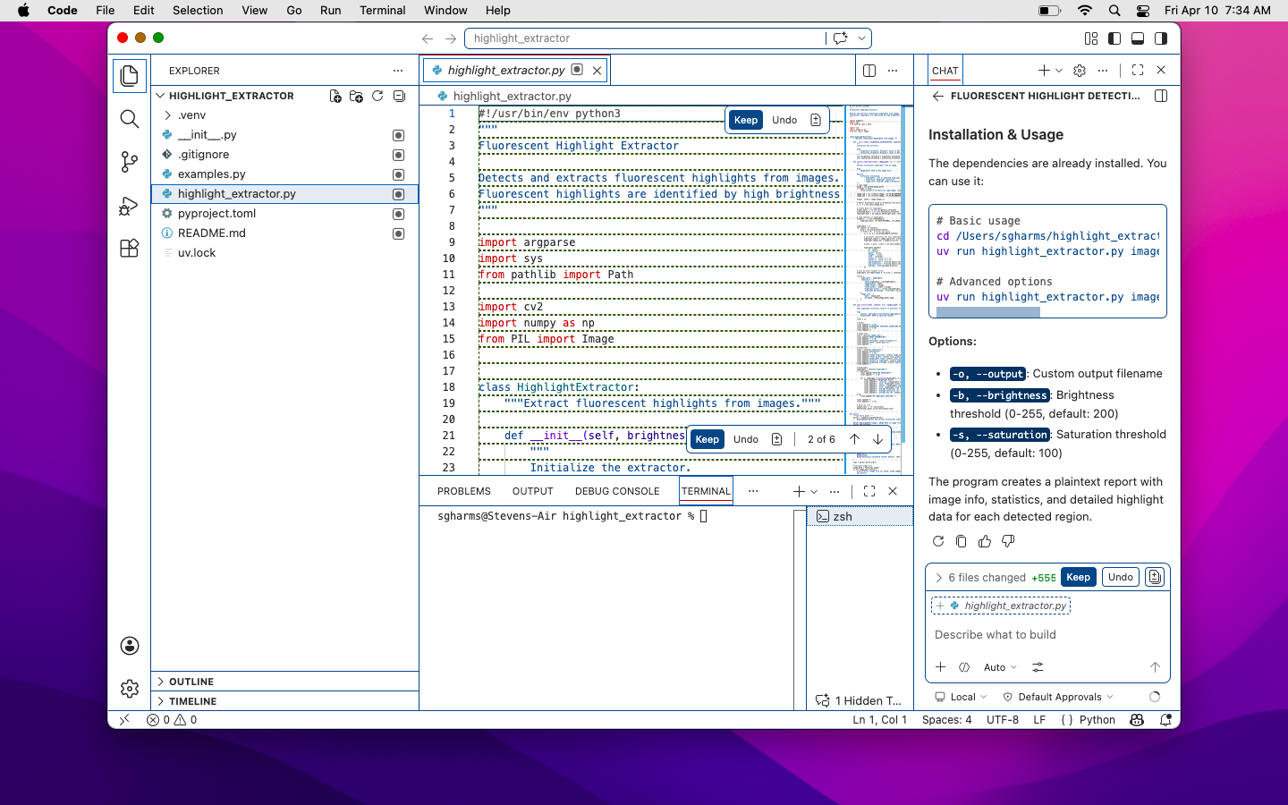 File explorer on the left, AI chat on the right, your code in the middle wondering what it did wrong.