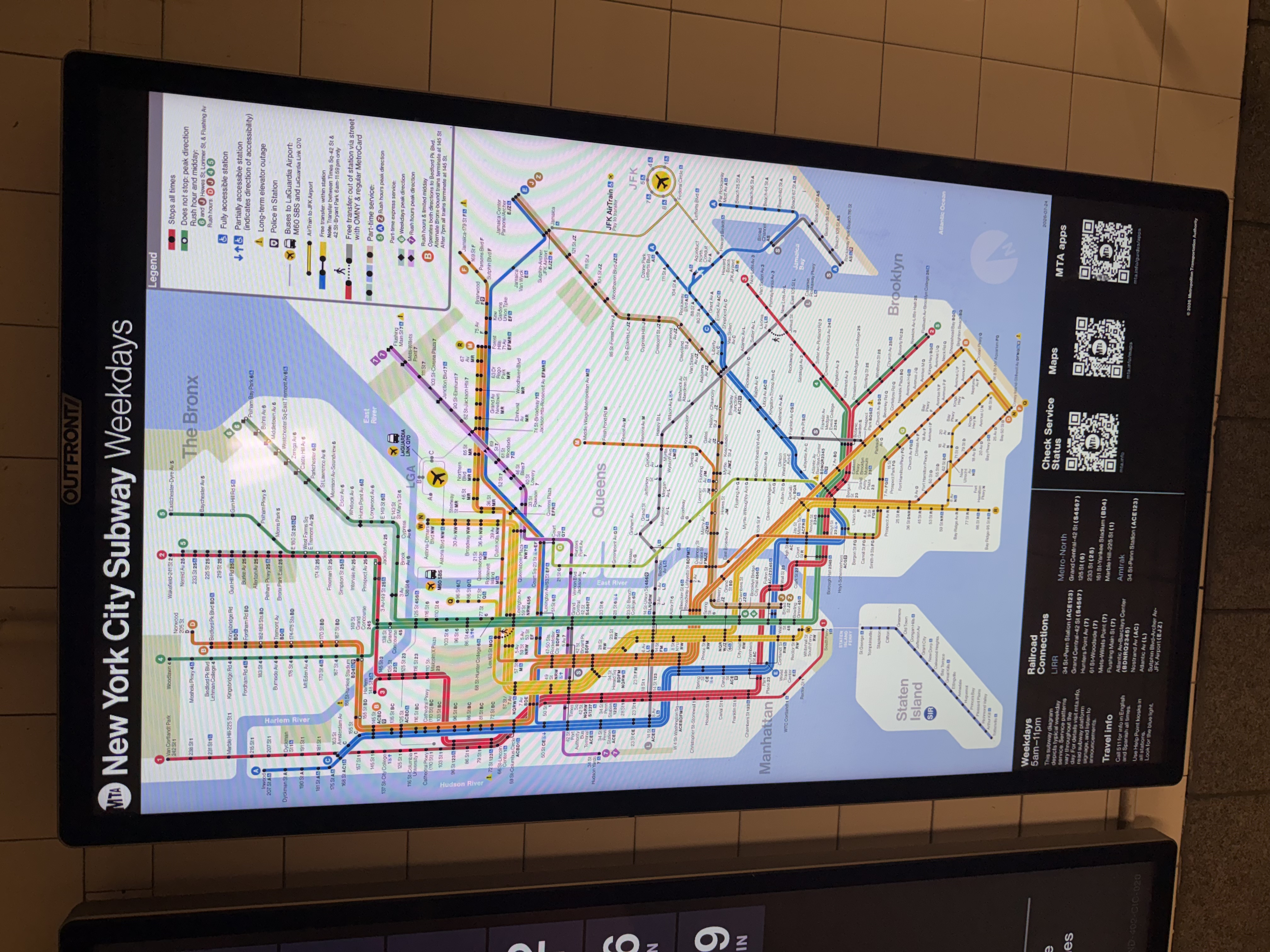The current MTA weekday subway map, for comparison, hastily shot at Grand Central